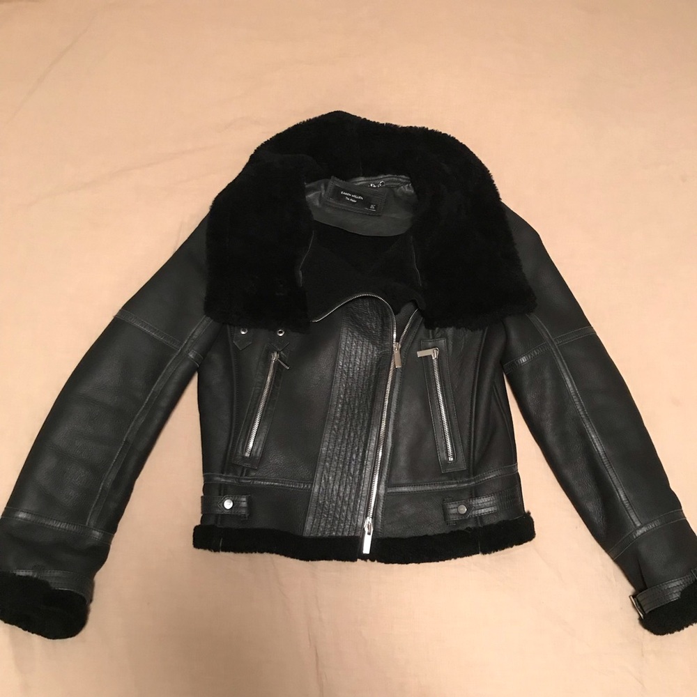 Karen Millen real shearling aviator jacket, EUC! - Picture 3 of 6